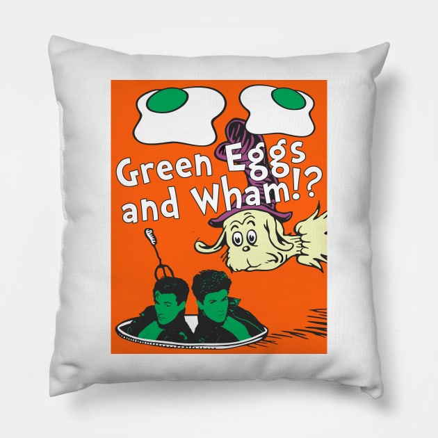 Green Eggs and Wham!? Pillow by SaKaNa