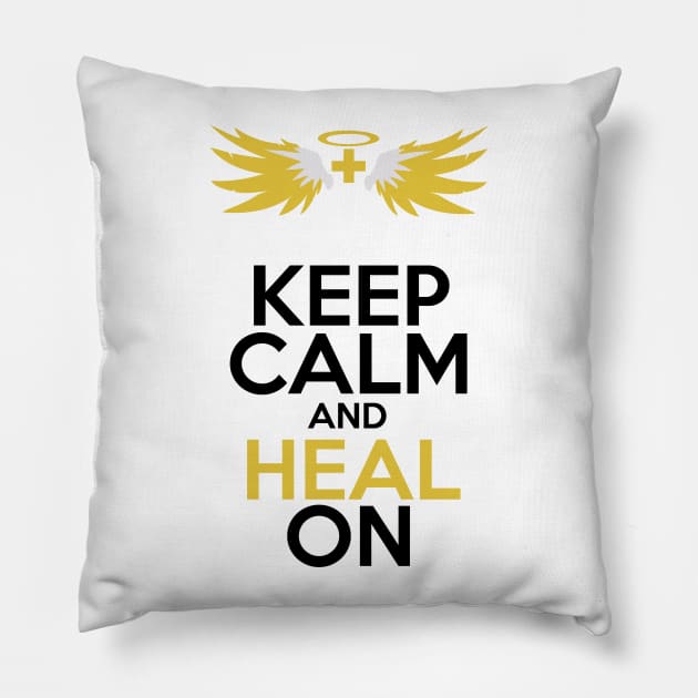 Keep Calm and Heal On Pillow by WinterWolfDesign