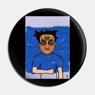 Unique MaleMask Digital Collectible "Ernest Hemingway" with IndianEye Color and BlueSkin on TeePublic Pin