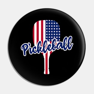 Pickleball Paddles American Flag Pin