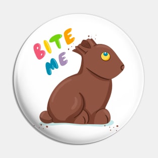 Bite Me Chocolate Bunny Easter Pin