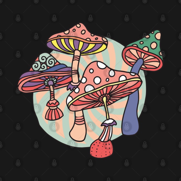 Retro Trippy  Mushrooms by kolakiss