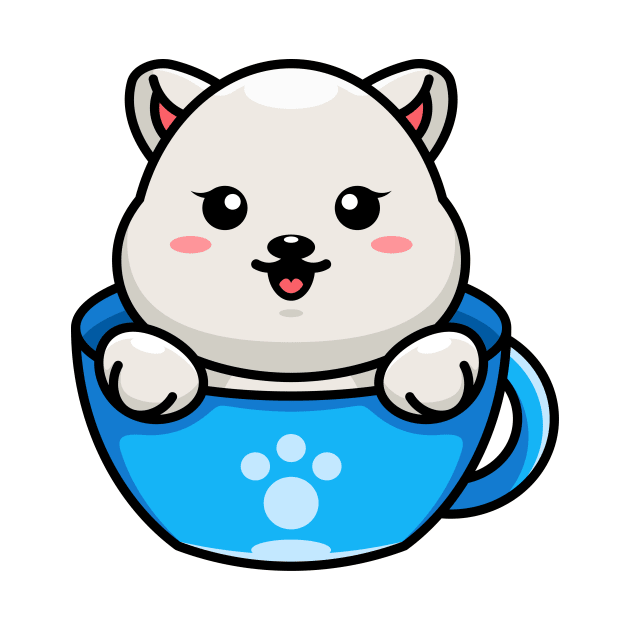 Cute polar bear on cup coffee cartoon by Wawadzgnstuff