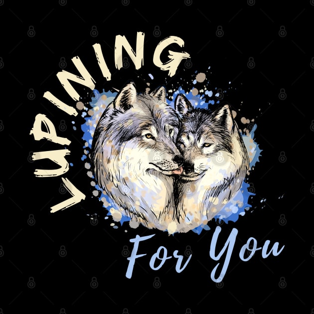 Lupining for you back design with light text with wolf couple (MD23QU001d) by Maikell Designs