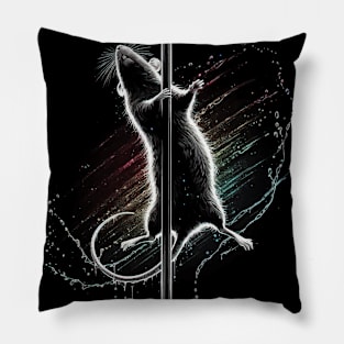 Monochromatic Rat Pole Dancing Rainbow Colors Pillow