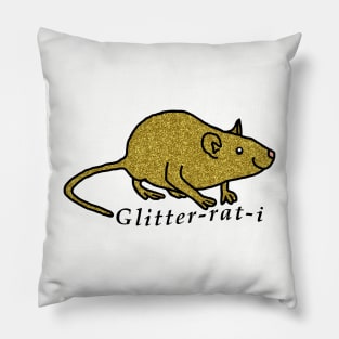 Funny Gold Rat  and Text Glitterati Pillow