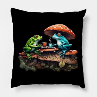 Mushroom Coffee: frogs Pillow
