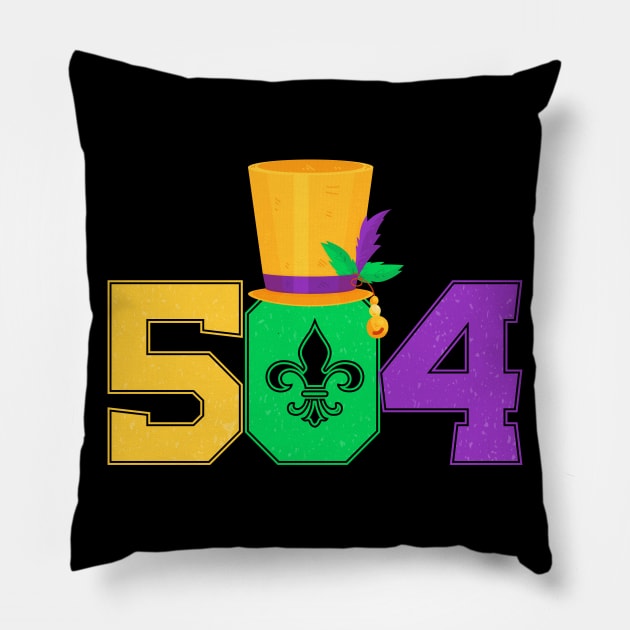 Mardi Gras 504 Nola New Orleans Louisiana LA Gift Pillow by BadDesignCo