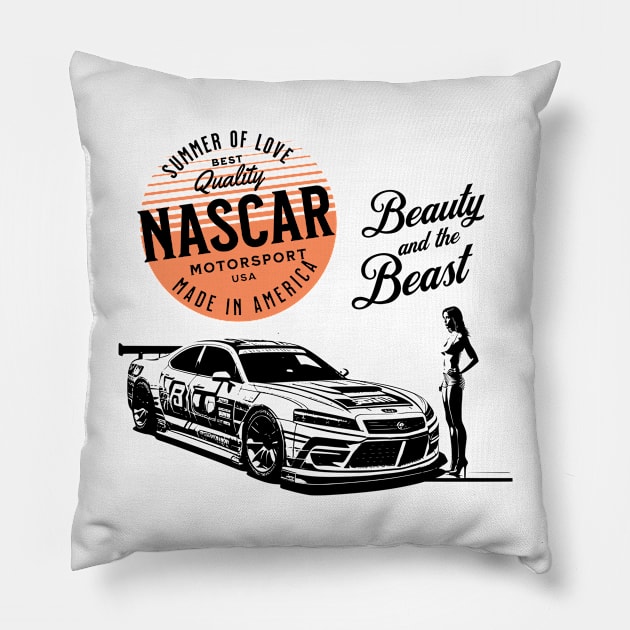 Motorsport Racing Beauty and Beast Pillow by Guava Groove