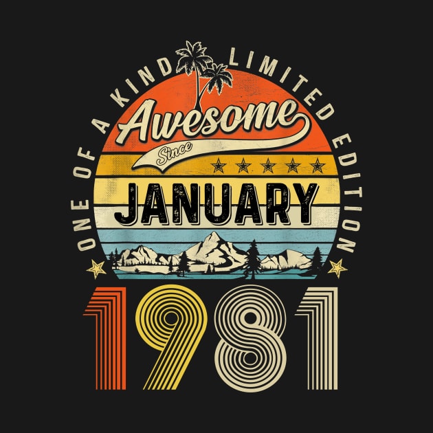 Awesome Since January 1981 Vintage 42nd Birthday by Mhoon 