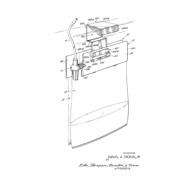 Urinary Drainage System Vintage Patent Hand Drawing by TheYoungDesigns