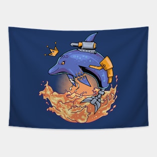 Cute Cyborg Dolphin Tapestry