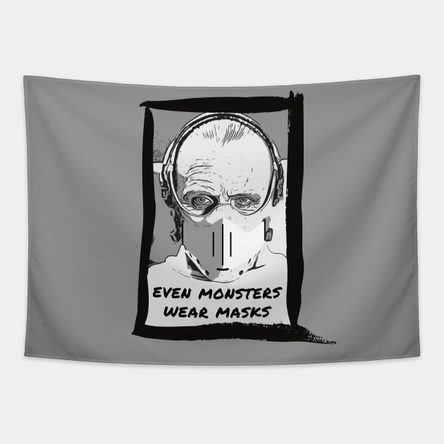 Even Monsters Wear Masks - Hannibal Tapestry by hawkadoodledoo