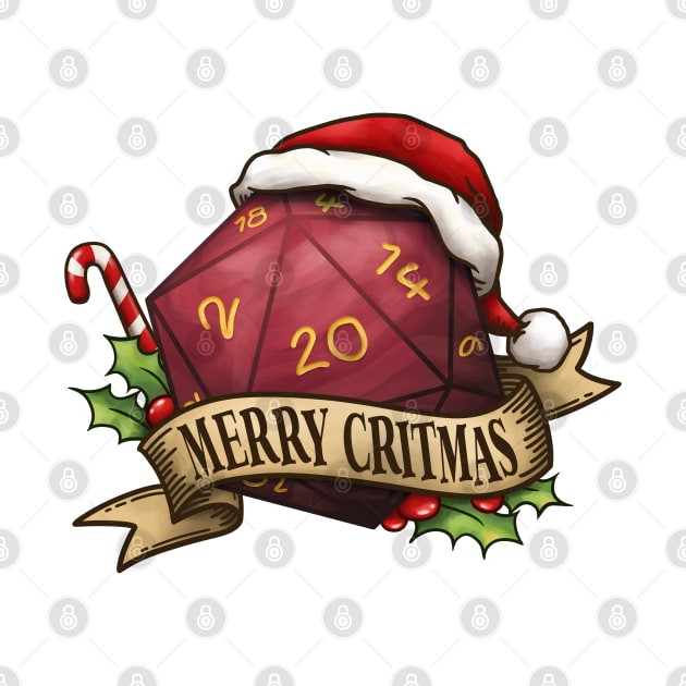 D20 Merry Critmas Dice Red by Takeda_Art