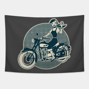 Vintage Japan Motorcycle Rider Tapestry