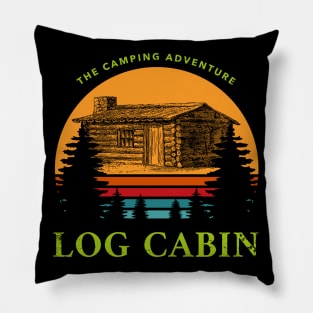 Log Cabin Camping Adventure Slasher Horror Halloween Design Pillow