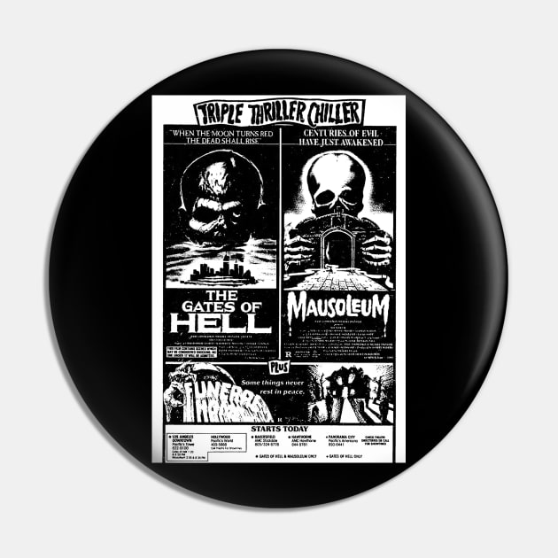 Triple Thriller Chiller Pin by driveintshirts