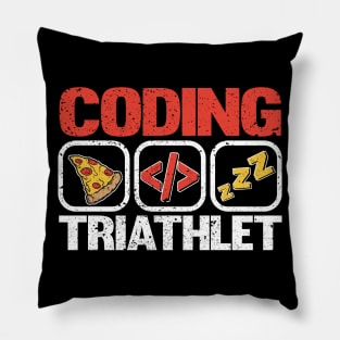 Funny Coding Triathlet Pizza Sleep Programmer Gift Pillow