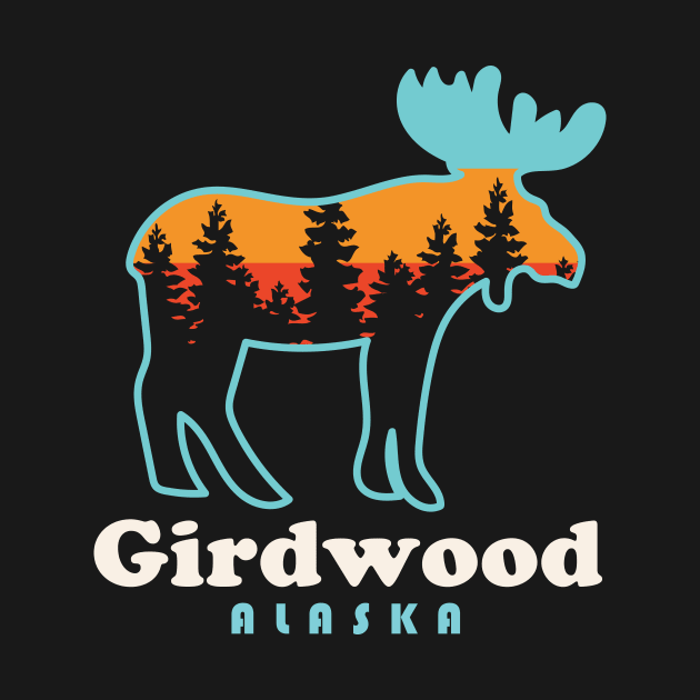 Girdwood Alaska Moose Retro Vintage by PodDesignShop