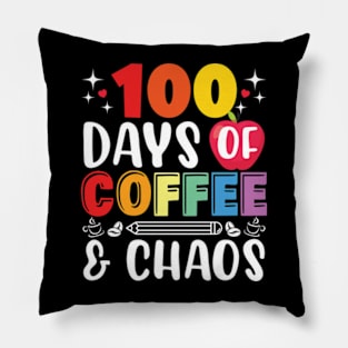 100 days of coffee and chaos Teacher Pillow