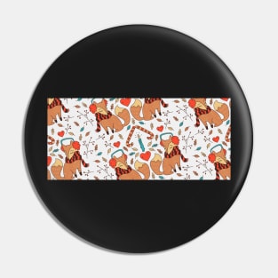 Christmas Fox Pattern Design Pin