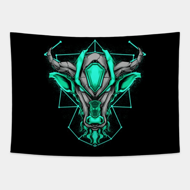 mecha buffalo of taurus zodiac Tapestry by kushgraphik