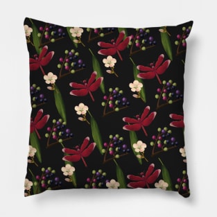 red and green botanicals Pillow