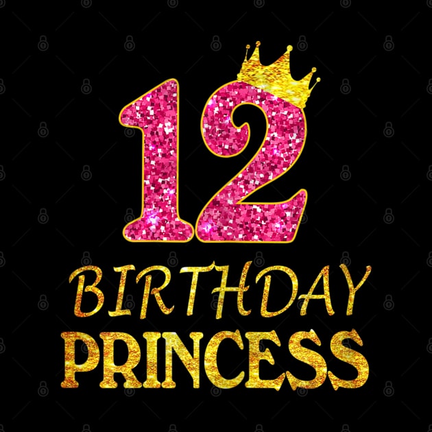 Womens 12th Birthday Princess Girl Tee For 12 Years Old by luxembourgertreatable