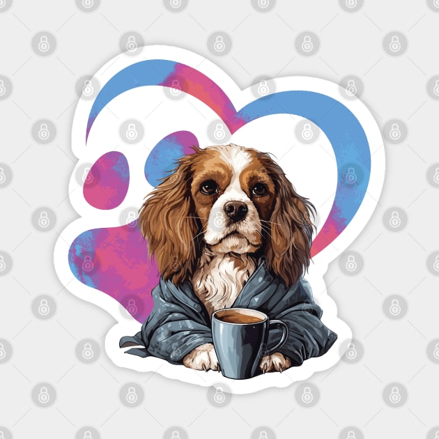 My Two Loves : Coffee and Cavalier King Charles Spaniel Magnet by TheWorldOfRush