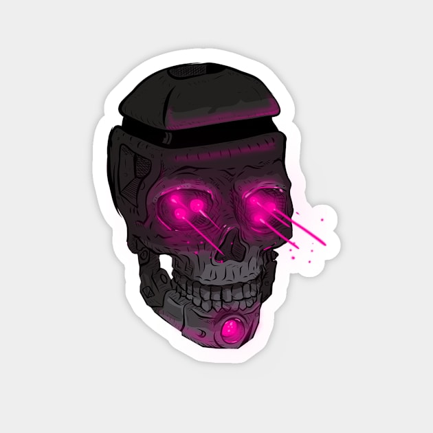 Cyborg Skull Magnet by TOKEBI