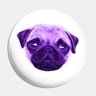 Sunday Pop Art Pug Violet And Yellow Pin