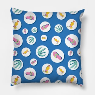 Summer Pop Art Polka Dots Blue And White Pillow