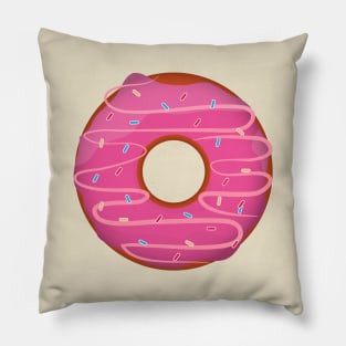 Pastry Donut with Pink Strawberry Frosting Pillow