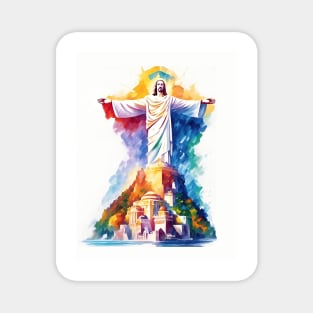 Christ The Redeemer In Watercolor Style - Ai Art Magnet