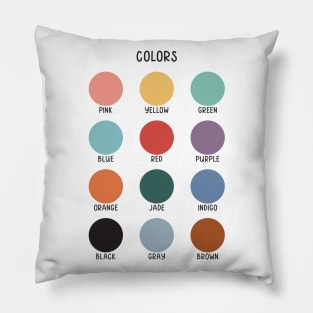 Color Educational Art in Muted Boho Rainbow for Kids Pillow