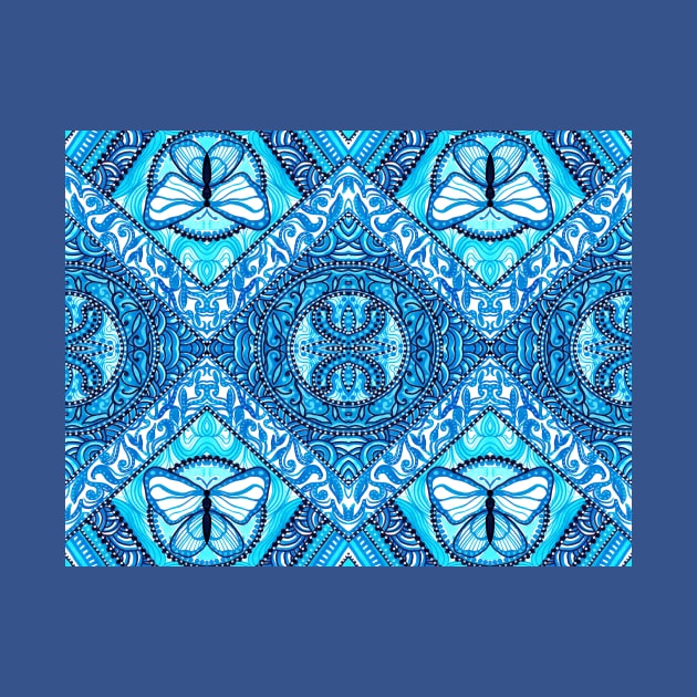 Blue Butterfly Mandala by Carolina Díaz