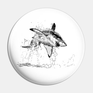 Great White Shark Ink Drawing Pin