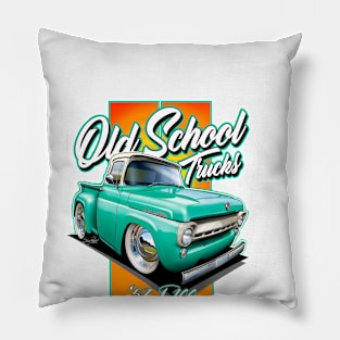 Cartooned 1957 Ford Truck (Turquoise) Pillow