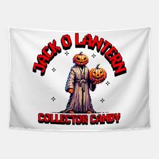 pixel art jack o lantern halloween Tapestry