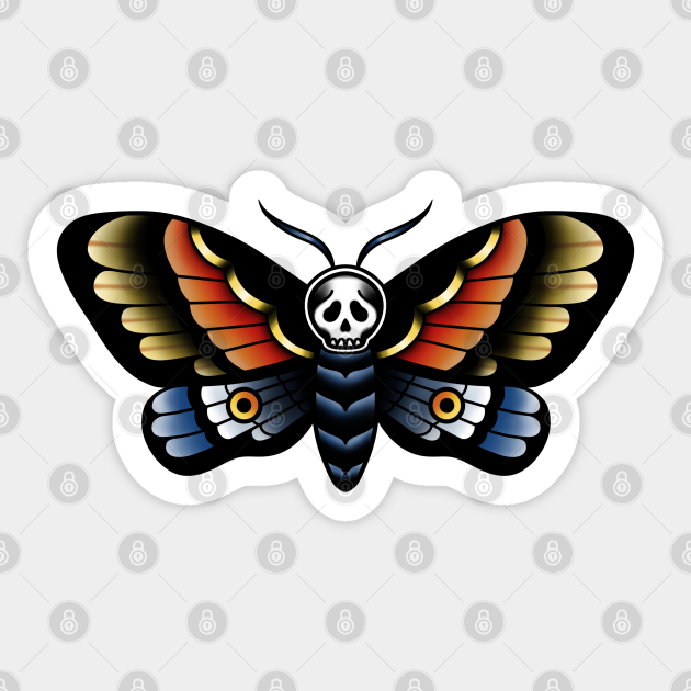 Traditional Death Moth  Tattoo  Sticker  TeePublic