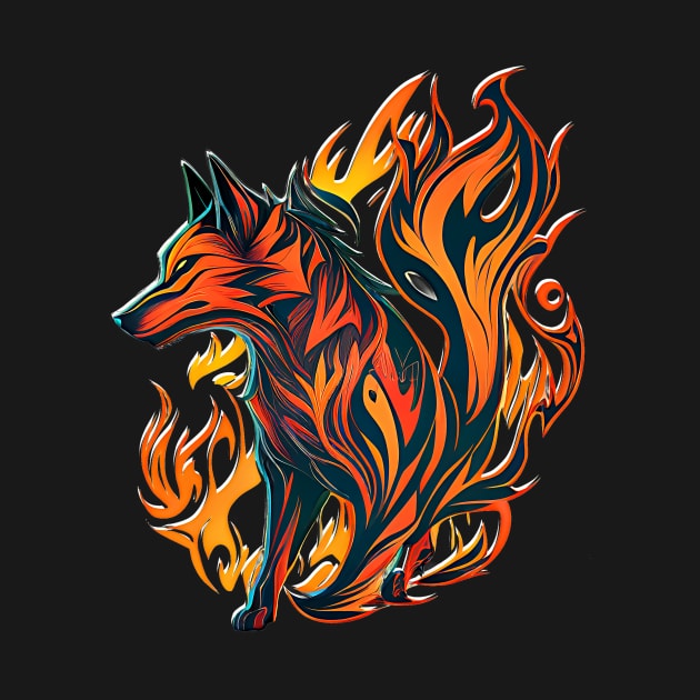 Fenrir the Fire Wolf T-Shirt: Embrace the Power of Norse Mythology by MK3