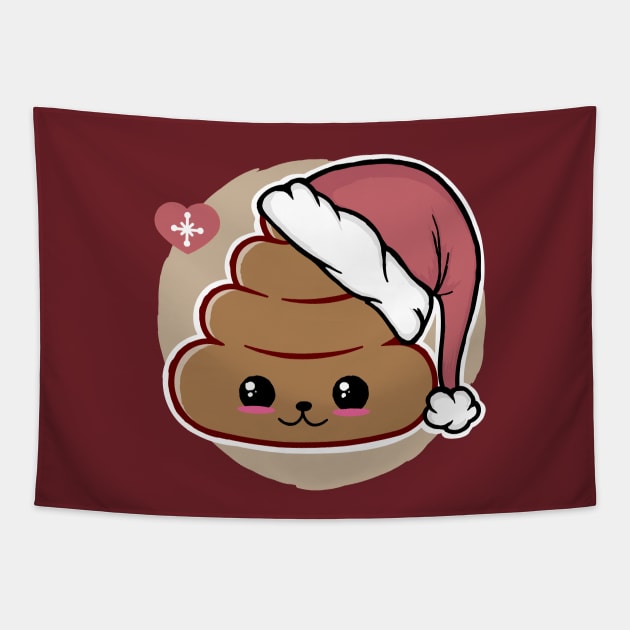 Kawaii Christmas Poop Tapestry by Sasyall