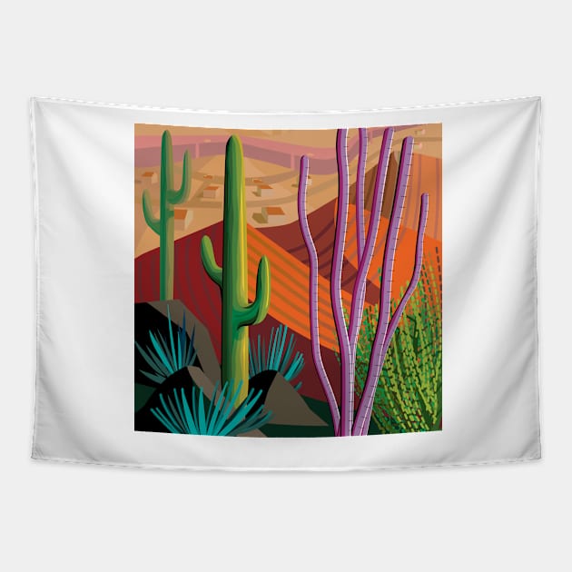 Tucson Desert (Square Format) Tapestry by charker