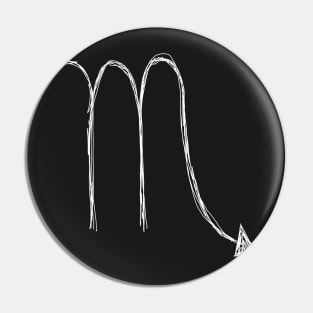 Dark and Gritty Scorpio Zodiac Sign (white) Pin