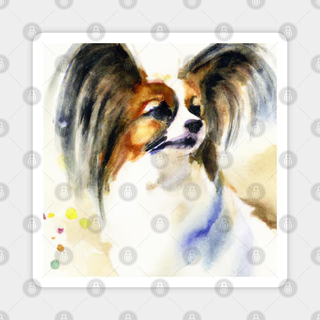 Papillon Watercolor Painting - Dog Lover Gifts Magnet by Edd Paint Something