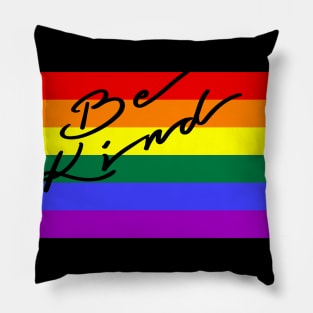 BE KIND on pride flag Pillow