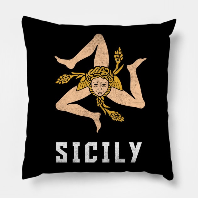 Sicily / Vintage Style Flag Design Pillow by DankFutura