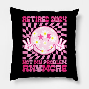 Retired 2024 Retirement Groovy For Men Women Smile Pillow