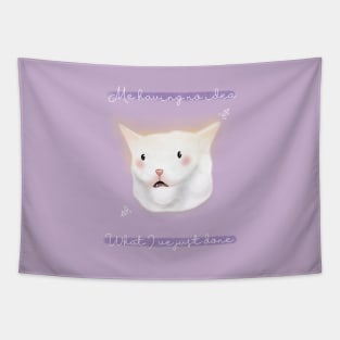 Suprised cat meme Tapestry