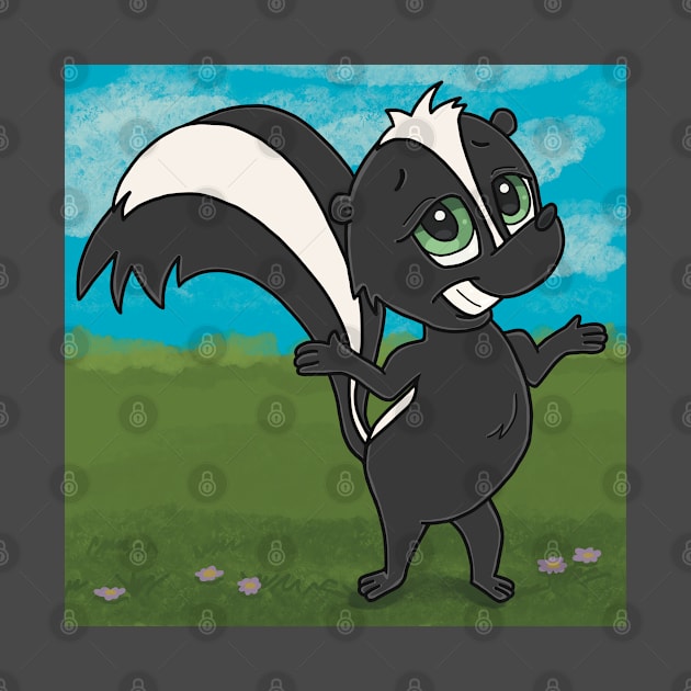 Skunk on grass by Character Alley